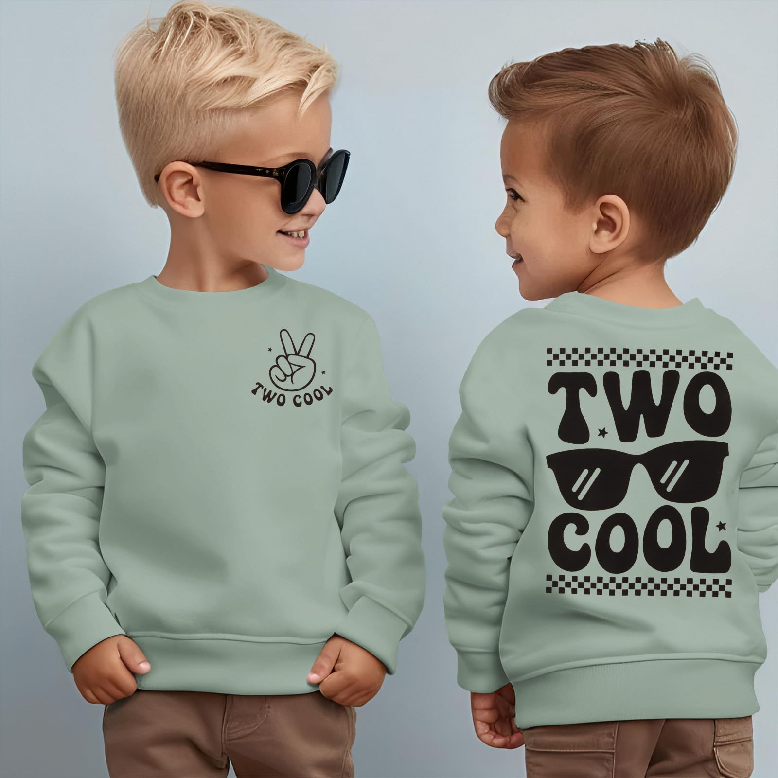 CM C&M WODRO 2. Geburtstag Junge Sweatshirt Two COOL Pullover für Kleinkinder Zweiter Geburtstags Sweatshirts Herbst Winter Langarmshirt Kinder Ankündigung Outfit Baumwolle Babyshirt
