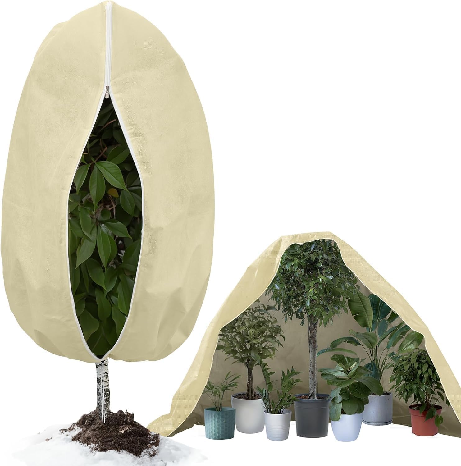 Cappucci Protezione Piante Invernali - 2 Pezzi 80x120 Cm, Tessuto Non Tessuto, Con Cerniera E Coulisse