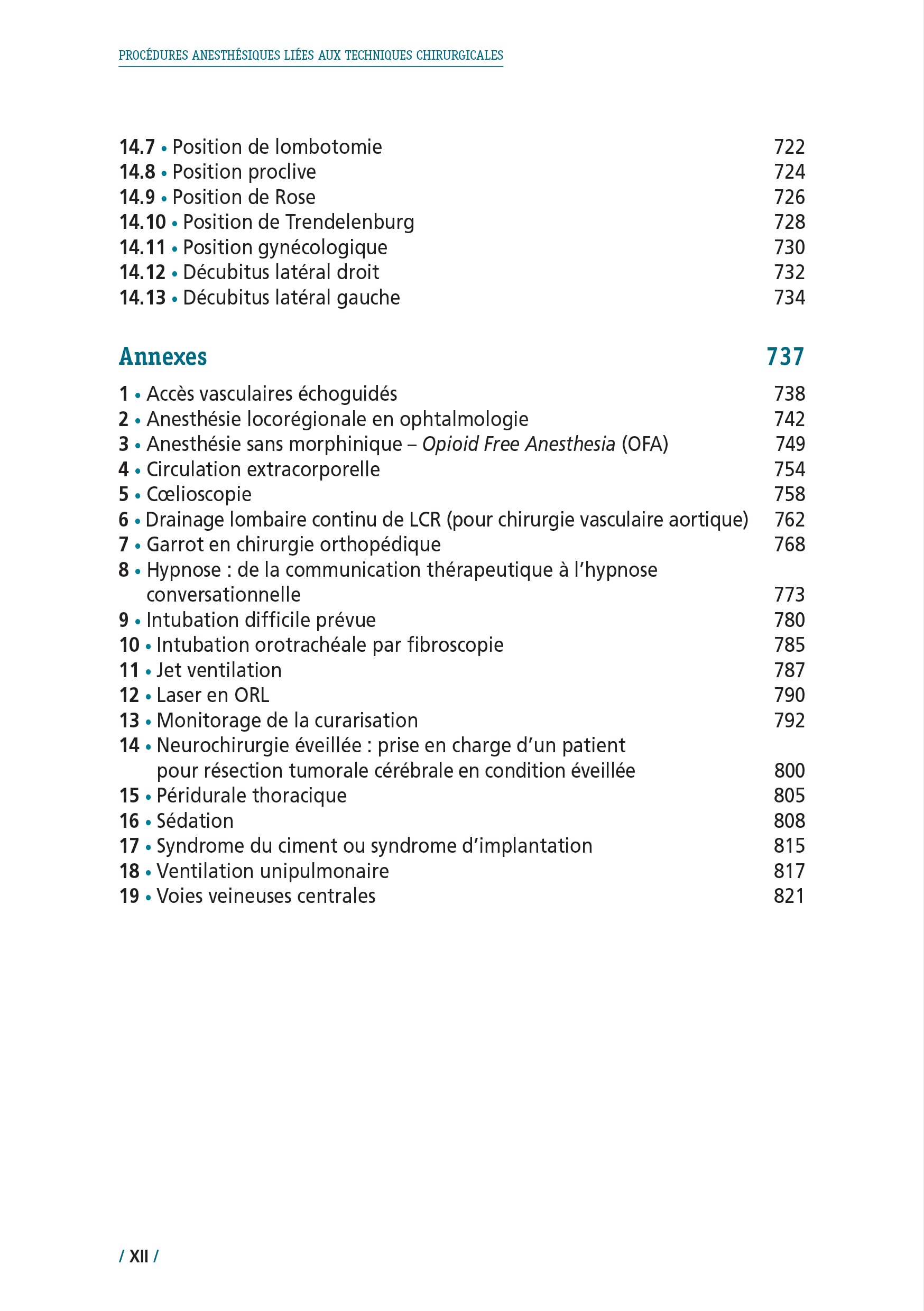 Procédures anesthésiques liées aux techniques chirurgicales: Volume 1