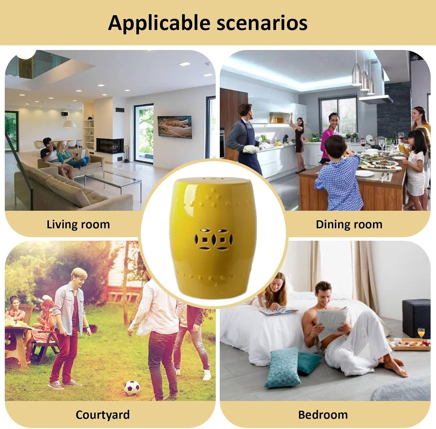 Decorative Ceramic Garden Stool, Glazed Hollow Shoe Changing Stool Drum Stool, Suitable for Outdoor Garden, Living Room, Terrace, Etc. (Color : Black)