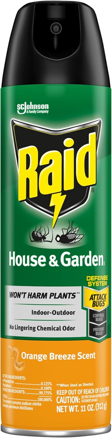 Raid House & Garden Insect Killer Spray, Orange Scent 11 Ounce (Pack of 1)