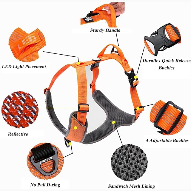 Foto 4 de 6 de Arnés para Perro Reflectante Ajustable No Tire Mascota Durable Chaleco Coche Viaje al Aire Libre…
