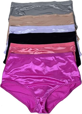 12 Pieces S-4XL Women Tummy Control Slimmer Briefs High Waist Satin Bikini Panty S - 4XL