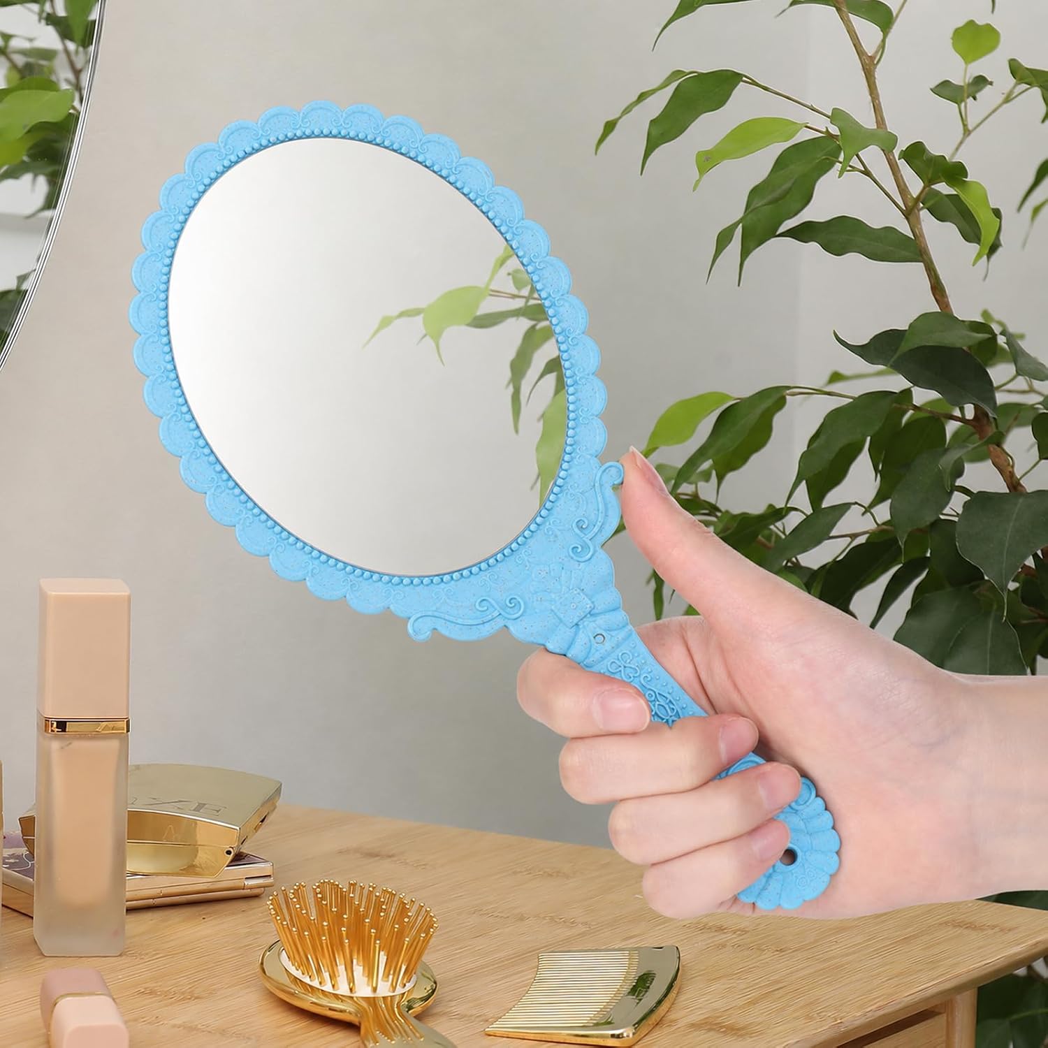 Vintage Hand Mirrors with Handle, Vanity Handheld Makeup Mirror