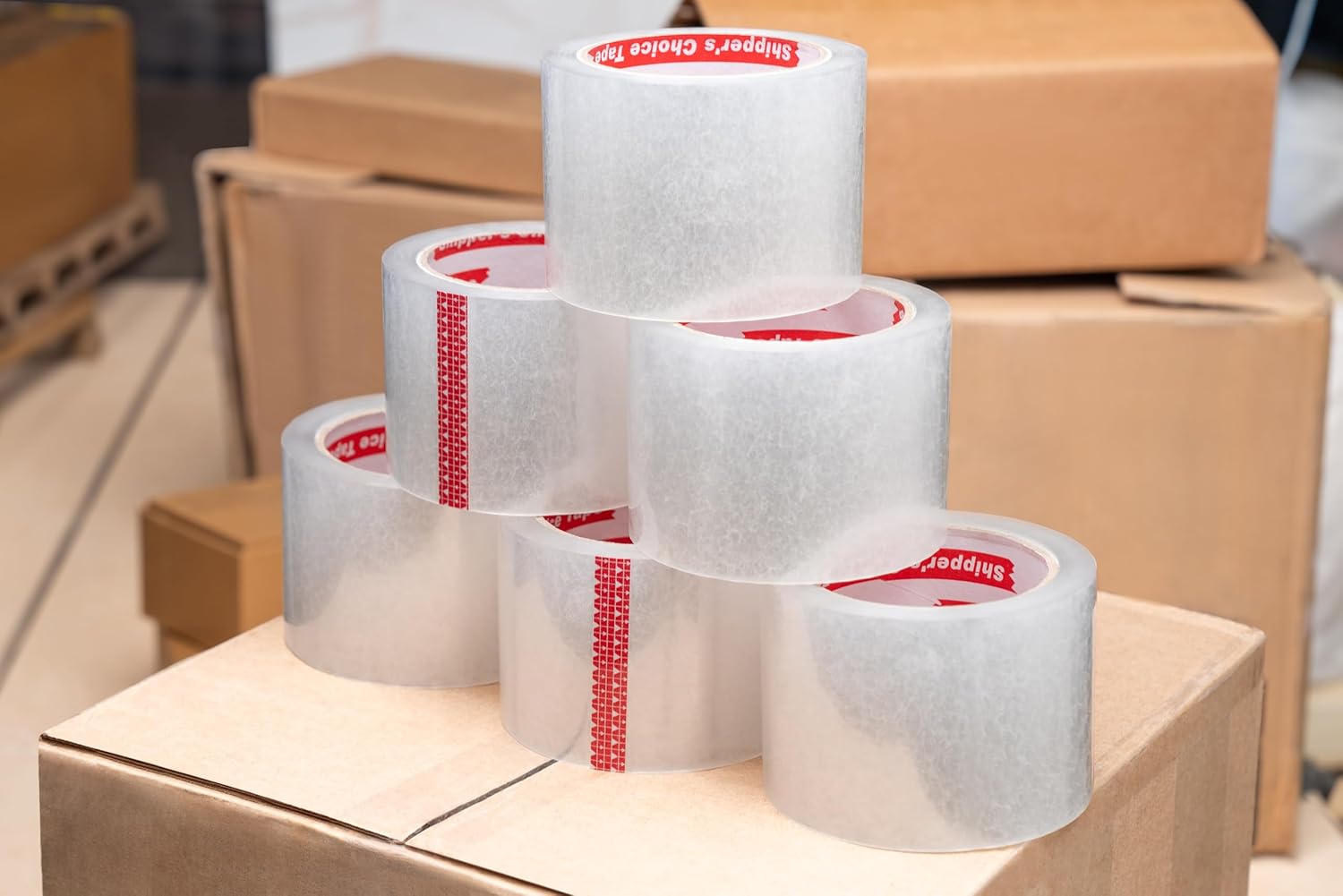 Shipper's Choice Tape Pack of 36 Rolls- 2" Wide Clear Packing Tape, Efficient, Super Adhesive, Large Rolls
