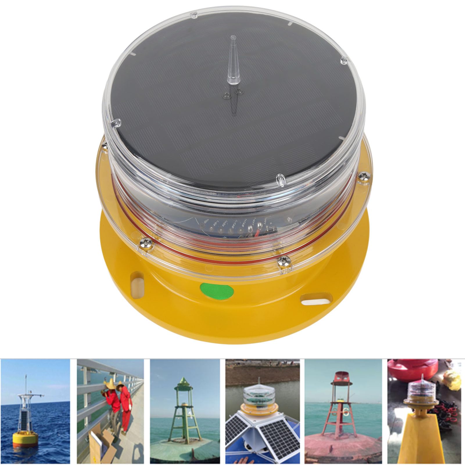 lyrlody Luce Solare a LED per Banchina, Faro per Barca Impermeabile IP68 con Illuminazione a 360 Gradi per Uso Marino (YELLOW)