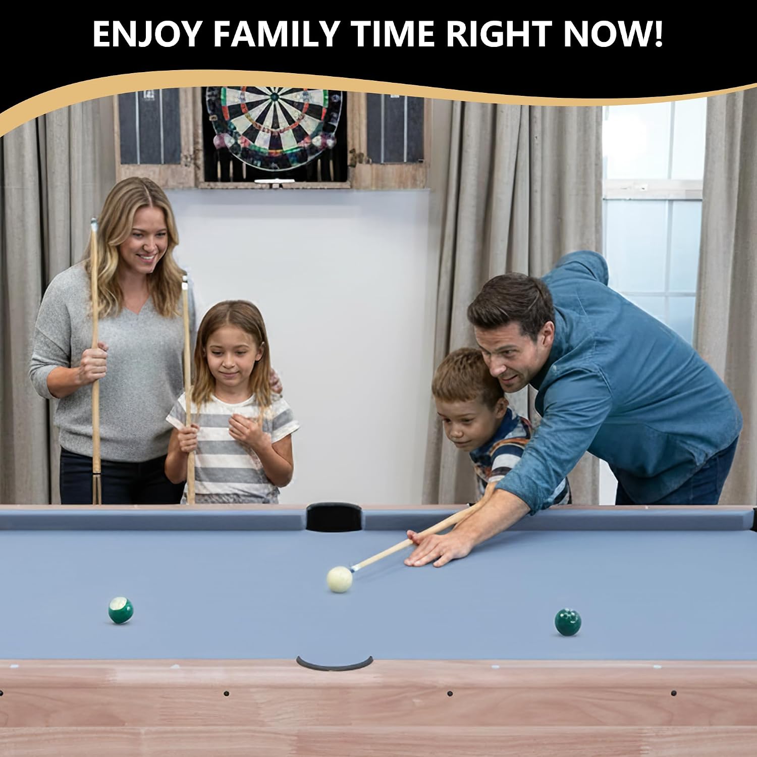 Billiard Table, 7 FT Pool Table with with Balls, Cues, Chalk, Brush and Triangle, Pool Table Set for Family Game Room, Adult Rrec Room, Basements, Man cave or Garage