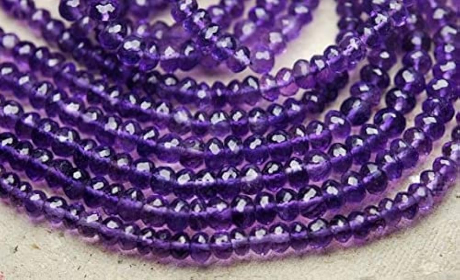 Améthyste naturelle d'Afrique : rondelles facettées 4mm haut de gamme pour création de bijoux