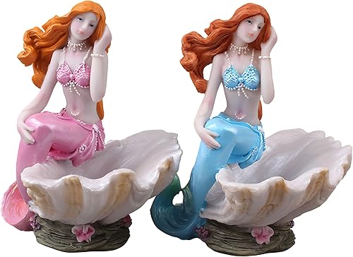Miniatura 2 de Figuritas de sirena, adorno de acuario, resina, estilo mediterráneo, sirena, princesa, manualidades, estatua, organizador de almacenamiento de