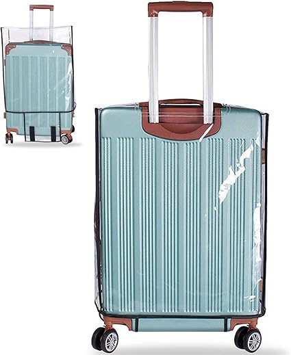 review BAG WIZARD Clear PVC Suitcase Cover Protectors 20 24 28 30 Inch Luggage Cover for Wheeled Suitcase