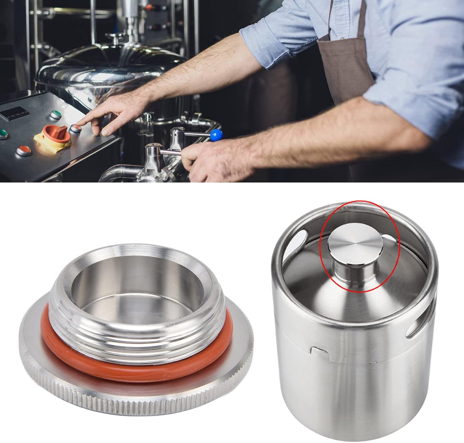 Beer Brew Keg Lid,Mini Beer Barrel Lid,Stainless Steel Keg Lid Homebrew Mini Beer Keg Lid O Shaped Sealing Beer Barrel Lid Suitable for 2L 3.6L and 5L Beer Kegs