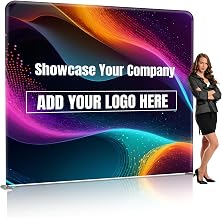 Custom Straight Backdrop 7.5x7.5 Ft Trade Show Display Tension Fabric Banner, Personalized Step and Repeat Backdrops for Booth Conference Weddings Parties Photography(Graphic with Aluminum Stand)
