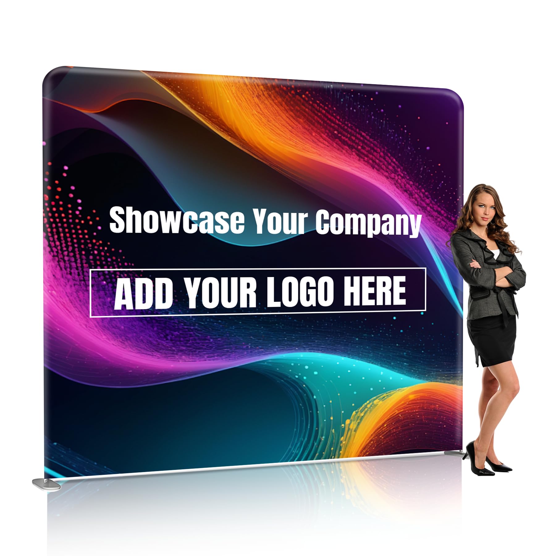 Custom Backdrop Tension Fabric Banner Stand Backdrop, Portable Personalized Trade Show Display for Booth Conference Weddings Parties Photography (