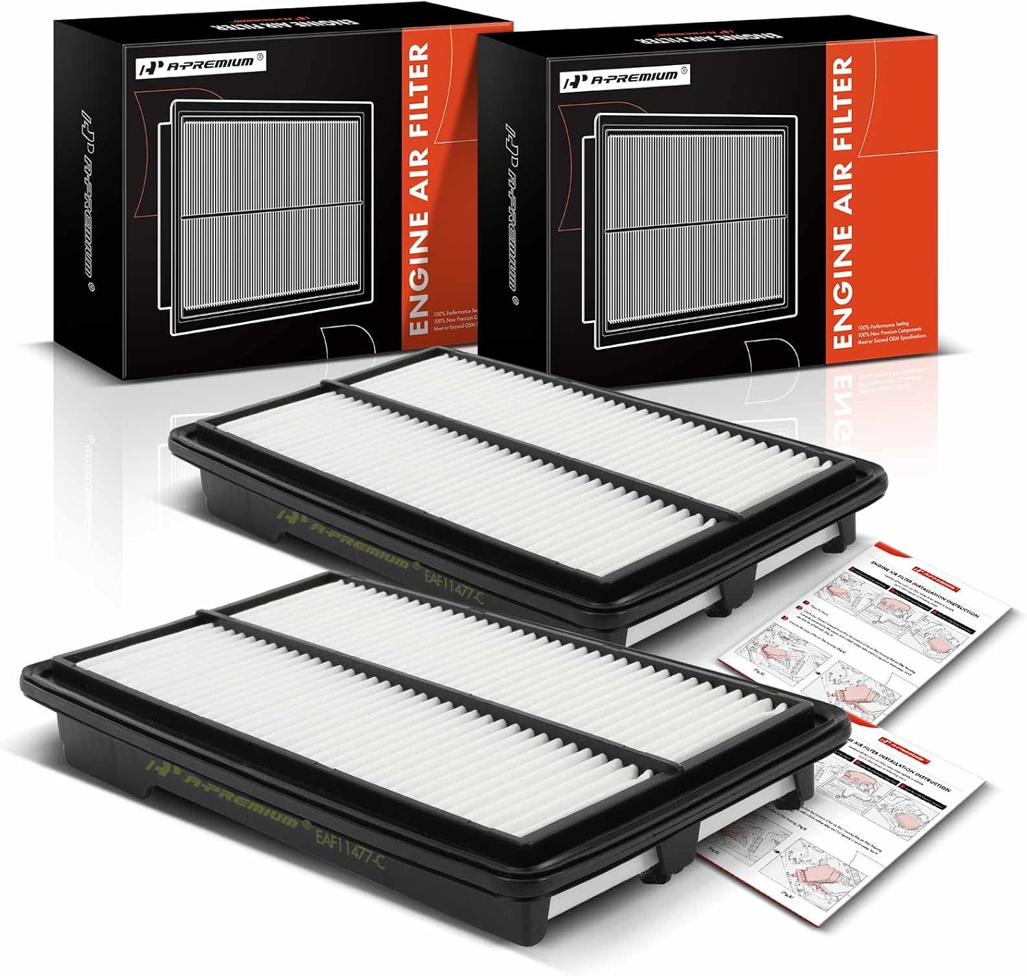 A-Premium 2-PC Engine Air Filter Compatible with Acura TLX 2015-2020 & Honda Accord 2013-2017, V6 3.5L, Rigid Panel, Replace# 172205G0A00