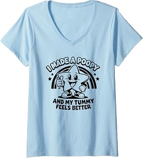 Women's Funny Poop Rainbow Inappropriate Adult Vacation V-Neck T-Shirt