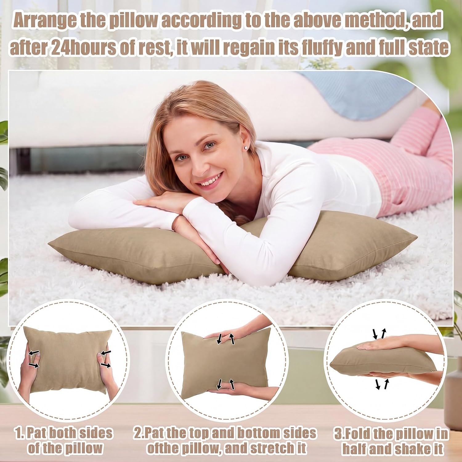 Sliner 2 Pcs Small Pillows Down Alternative Memory Foam Mini Pillows Soft Machine Washable Breathable Tiny Cushion for Travel Sofa Chair Sleeping Neck Wrist Lumbar Knee Support(Dark Khaki,11"x7")