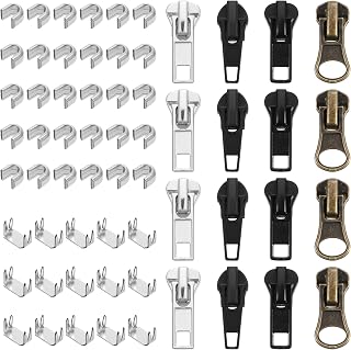 61 Pcs Zipper Fixer, Zippers Repair Kit, Universal #5 Zipper Replacement, Bulk Zippers Slider Replacement Set for Repairing Men's Women's Coats Jackets Luggage Tents Sleeping Bags