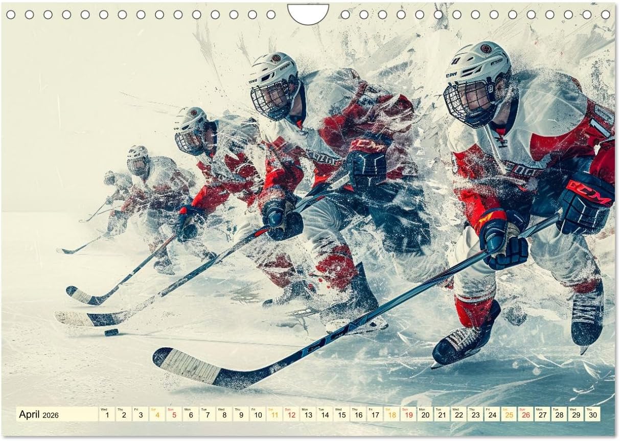 Eishockey - tolle Momente, US-Version (Wall Calendar 2026 DIN A4 Landscape), CALVENDO 12 Month Wall Calendar