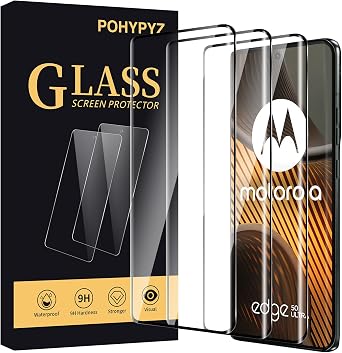 3 Pack Screen Protector for Moto Edge 50 Ultra, UltraClear, 9H Hardness, Bubble-Free Installation, Case-Friendly, Supports Fingerprint Sensor