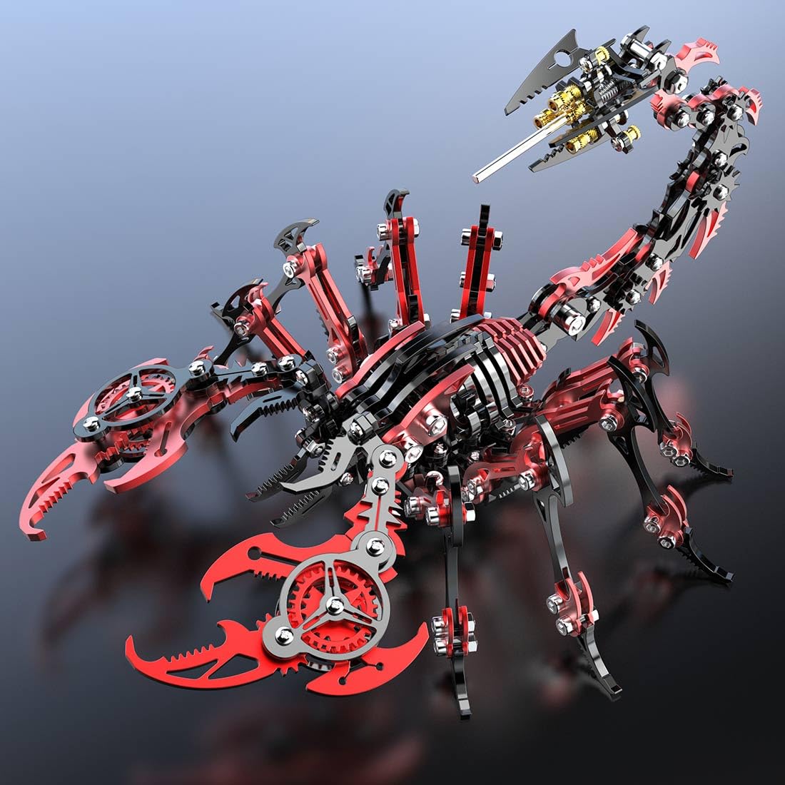Puzzle de metal 3D para maquetas, rompecabezas mecánico 3D, modelo de escorpión, 200 piezas Steampunk Metal 3D Modelo DIY para adultos (negro rojo)