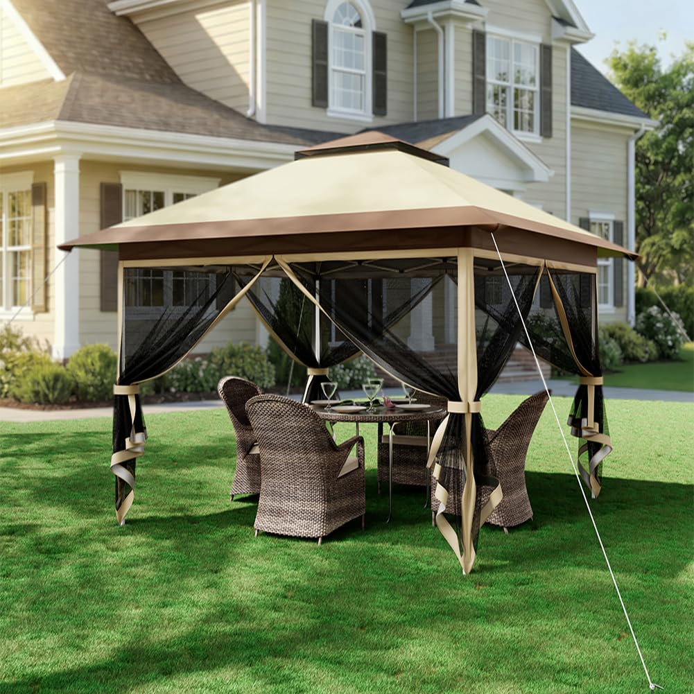 BAKAJI Gazebo Pieghevole One touch 3.6 x 3.6 M, Rivestimento in PU Anti UV e Antipioggia, Struttura Acciaio Resistente Intemperie, Borsa con Ruote e Accessori, Ideale per Giardino, Esterno, Terrazzo