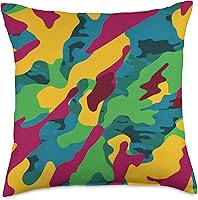 Vista 4 de Pure Pattern Paradise Colorful Abstract Camouflage Pattern #024 Throw Pillow, 16x16, Multicolor