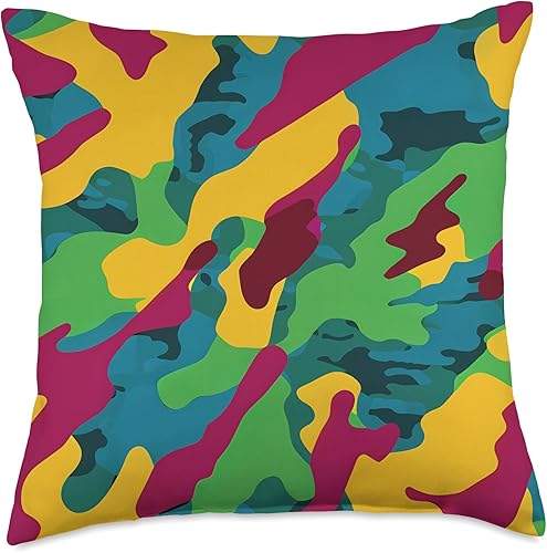Pure Pattern Paradise Colorful Abstract Camouflage Pattern #024 Throw Pillow, 18x18, Multicolor