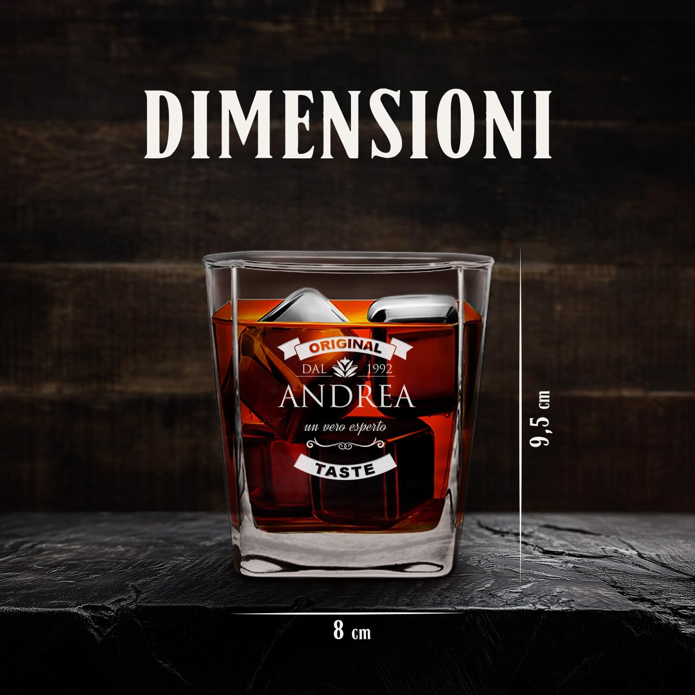 Maverton kit 6 bicchieri in vetro 250 ml - ideali per bourbon whiskey e drink - incisione personalizzata - bicchieri personalizzati - idea compleanno per uomo - pensiero special - original taste