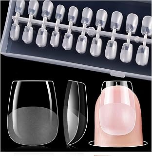 Gelike EC Extra Short Soft Gel Nail Tips Kit for Soak Off Nail Extensions,Full Cover,Coffin Shaped,Pre-buff PMMA Resin,Clear Ultra-Thin Design,15 Sizes,240 Pieces