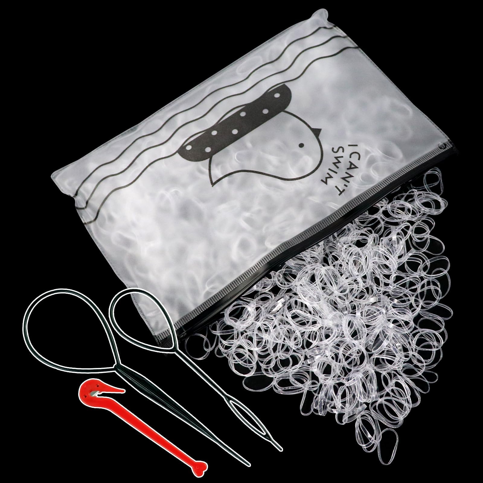 Hanyousheng 1000 Stück Mini Haargummis, Haargummi Klein, Durchsichtige Haargummis, Mit 1 Stück Haarbänder Cutter Entferner+2 Flechthilfe Haare