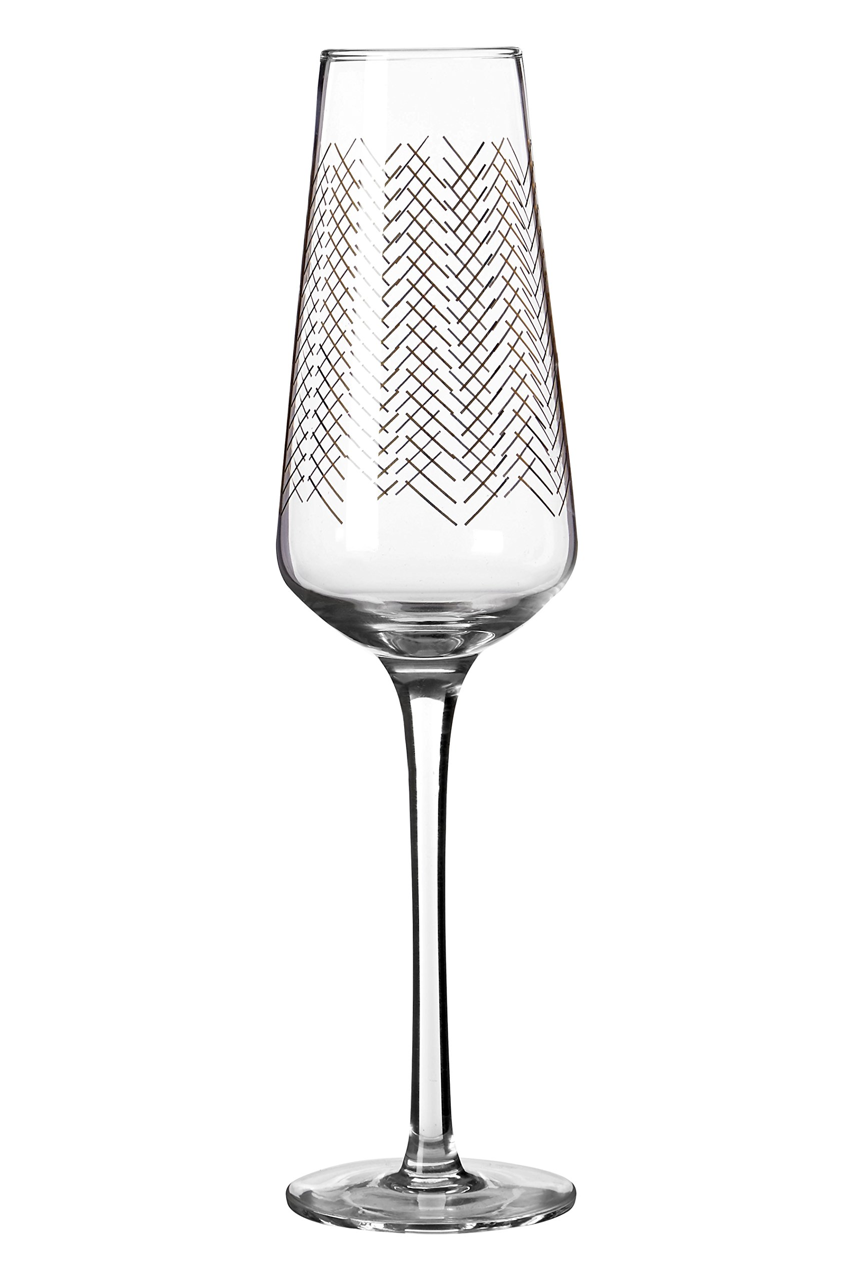 Premier Housewares Jazz Champagne Glasses, Gold, 7 x 7 x 25 cm, Set of 4