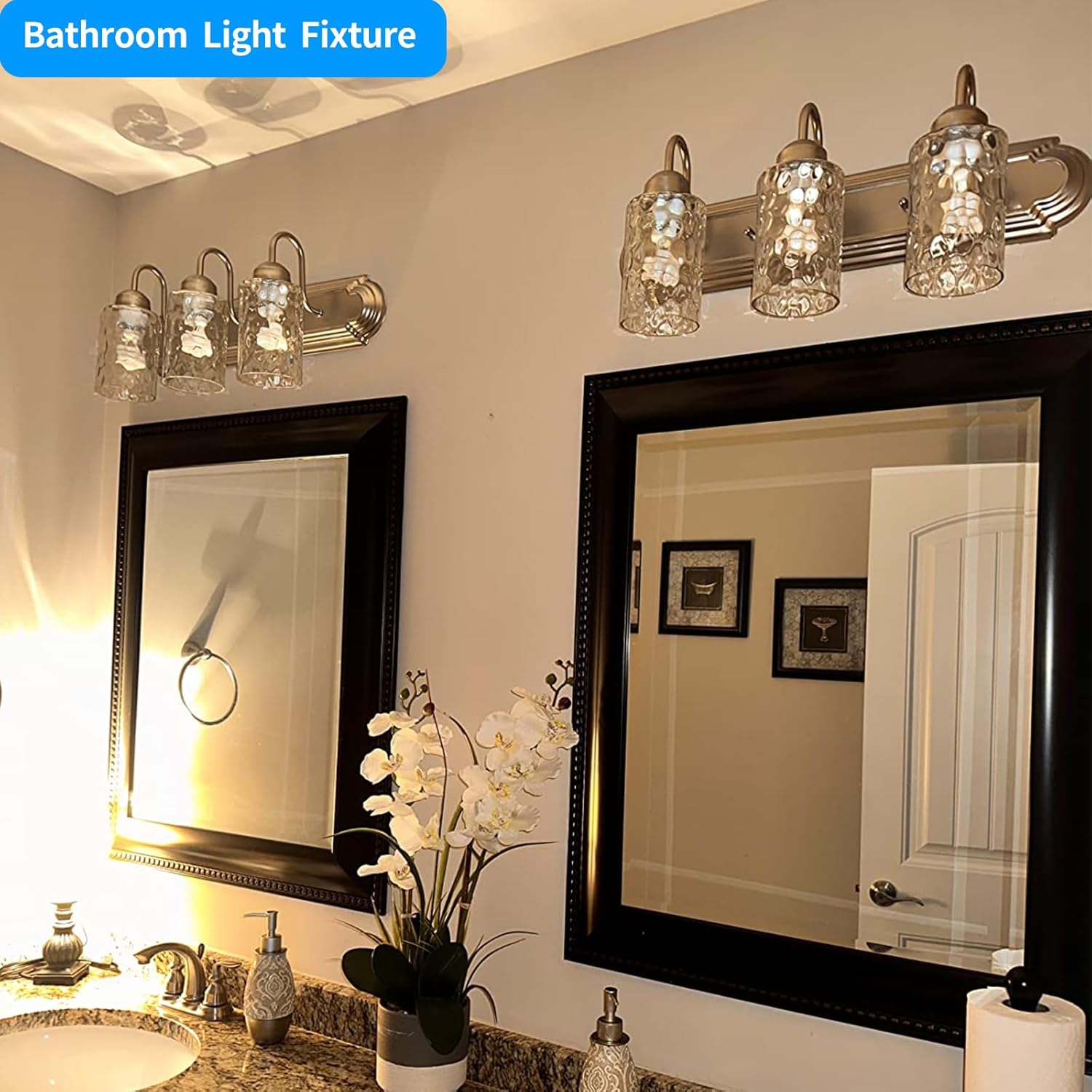 Skelang Hammered Lip-less Glass Lamp Shade, Cylindrical Light Cover with Fitter Opening, Replacement for Chandelier, Pendant, Bathroom Vanity Light, 4 Pcs