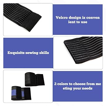 4PCS Support Brace Knee Bandage Calf Support 90cm Adjustable Sports Knee Wraps Elastic Calf Compression Bandage Sleeve Kn ee Brace Elastic Kne e Sup port for Knee Elbow Wrist Ankle(Blue-black) (Black)
