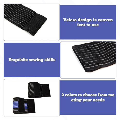 4PCS Support Brace Knee Bandage Calf Support 90cm Adjustable Sports Knee Wraps Elastic Calf Compression Bandage Sleeve Kn ee Brace Elastic Kne e Sup port for Knee Elbow Wrist Ankle(Blue-black) (Black)