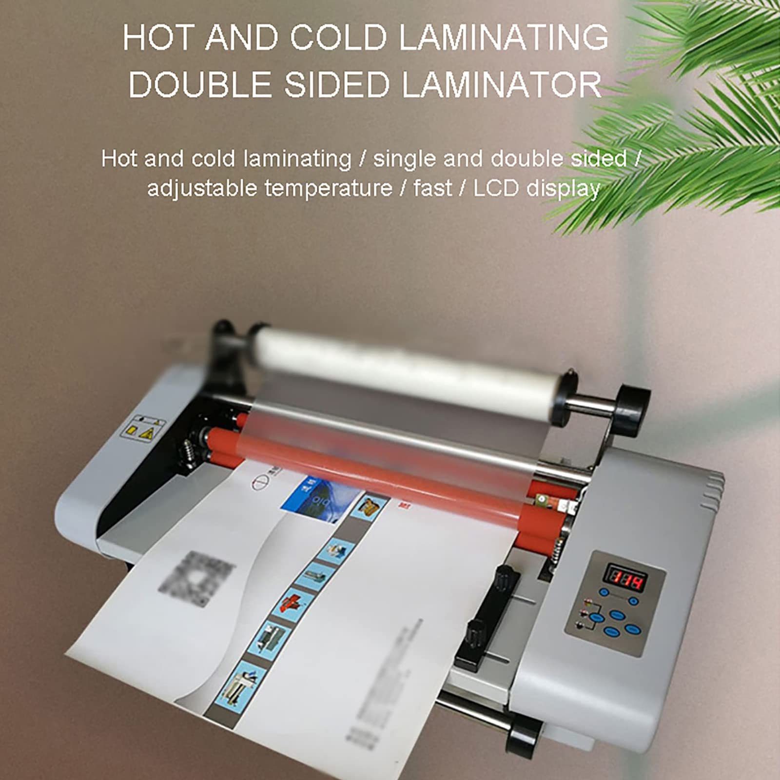 Elektryczne maszyny do laminowania termicznego, laminator do folii na zimno z wyświetlaczem LCD, regulowana temperatura, szybkie nagrzewanie, grubość folii 0,1 mm-5 mm, do biura, szkoły