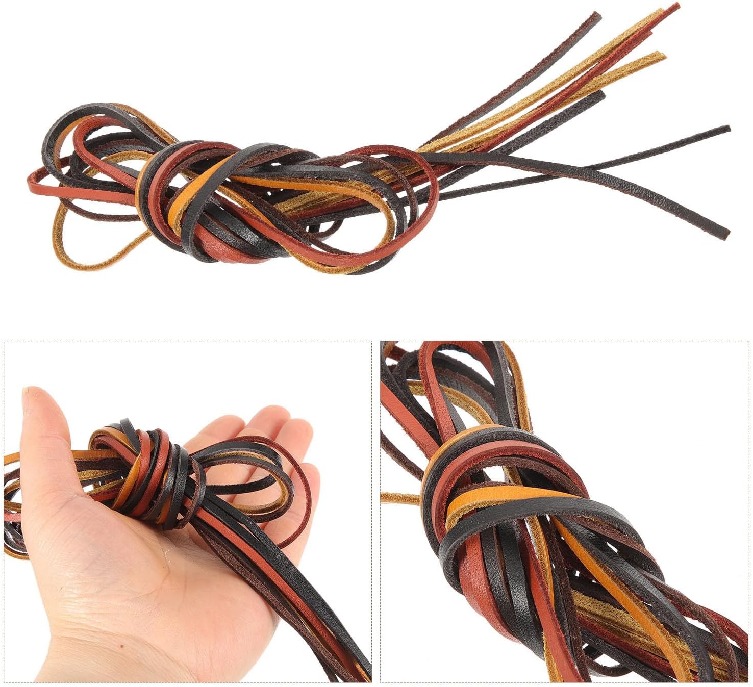 4pcs Flat DIY Leather Cord for Braided Bracelets and Necklaces