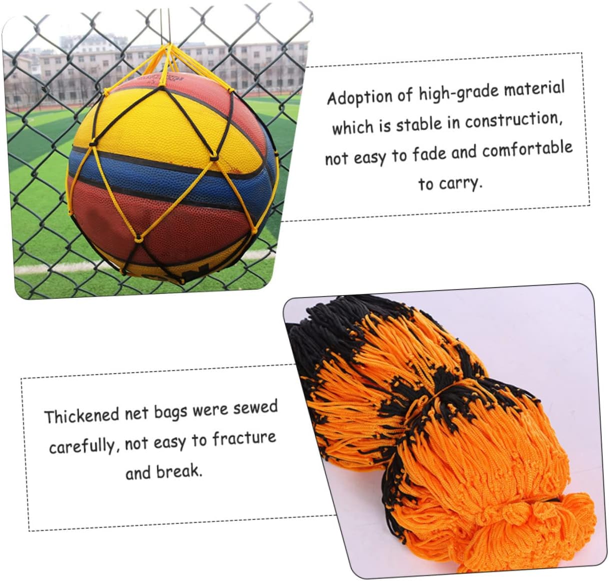 12PCS Sturdy Nylon Basketball Net Bags Wear-resistant Mesh Ball Storage Portable Soccer Ball Bags for Sports Teams for Practice and Games