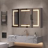 PerGar Armadietto a specchio da bagno con illuminazione a LED, 3 ante, antiappannamento e mensola regolabile, 3 temperature di colore dimmerabili, design moderno, bianco - 8