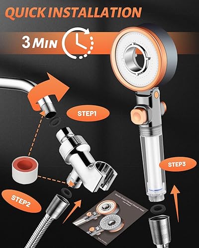 Miniatura 9 de Luxsego Cabezal de ducha filtrado con spray de mano para el cuidado de la piel y el cabello, cabezales de ducha de alta presión con filtros