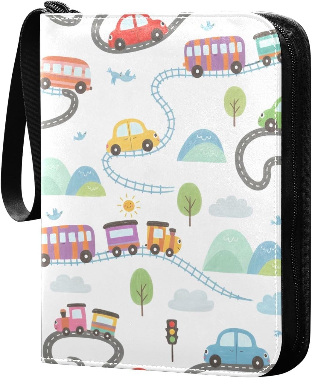 Card Collector Album with Zipper, Collectible Trading Card Albums with 50 Removable Sleeves, 400Pockets Card Collection Binder, Portable Collectible Card Albums (Cartoon Color Car)