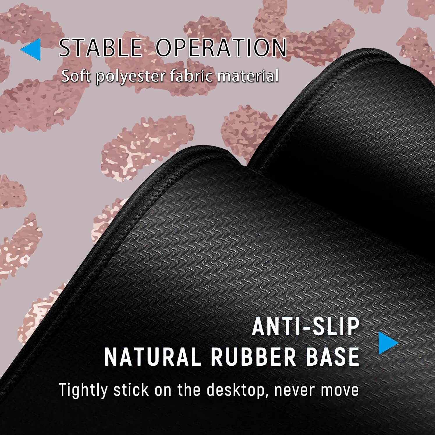 Rose Gold Leopard Pink XXL Mouse Mat - 31.5x11.8in Waterproof Gaming Mouse Pad with Ergonomic Memory Foam Wrist Rest Support for Home Office