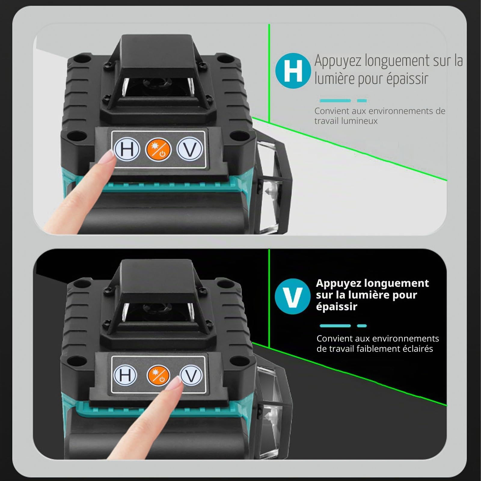 Niveau Laser 360 Autonivelant, 4D 16 Lignes Laser Chantier Lazer Niveaux Lazer Vert Pointeur Avec 2 x 4800mah Batteries, 1.2m Trepied, Télécommande, Support Rotatif Pour Travaux De Construction