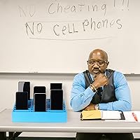 Vista 3 de Soporte de Teléfono Celular de Madera de 24 Cuadrículas Organizador de Escritorio Caja de Almacenamiento para Aula y Oficina (Azul 24 Cuadrículas)