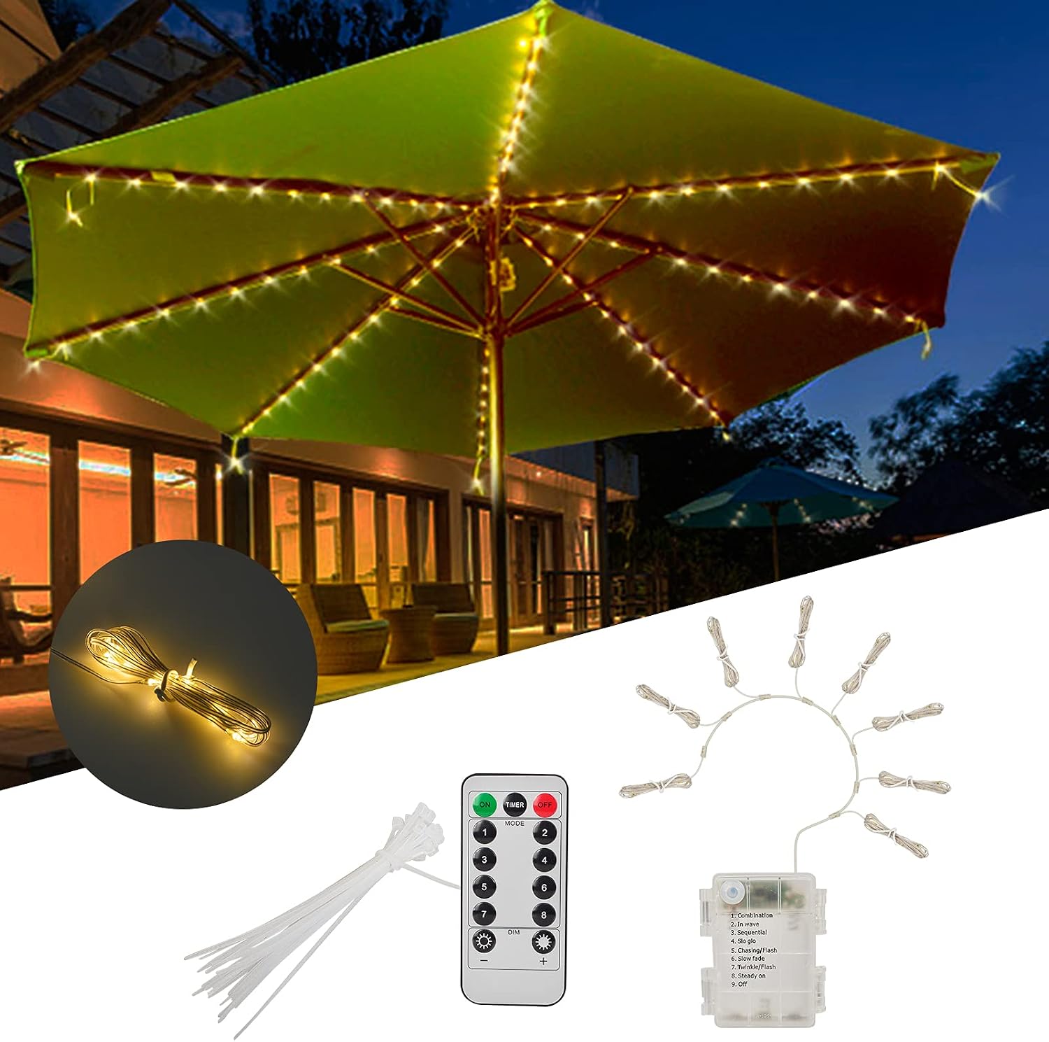Glatz Osyrion Spot LED, jeu de 4 Lampes sans fil avec télécommande pour parasol - SA