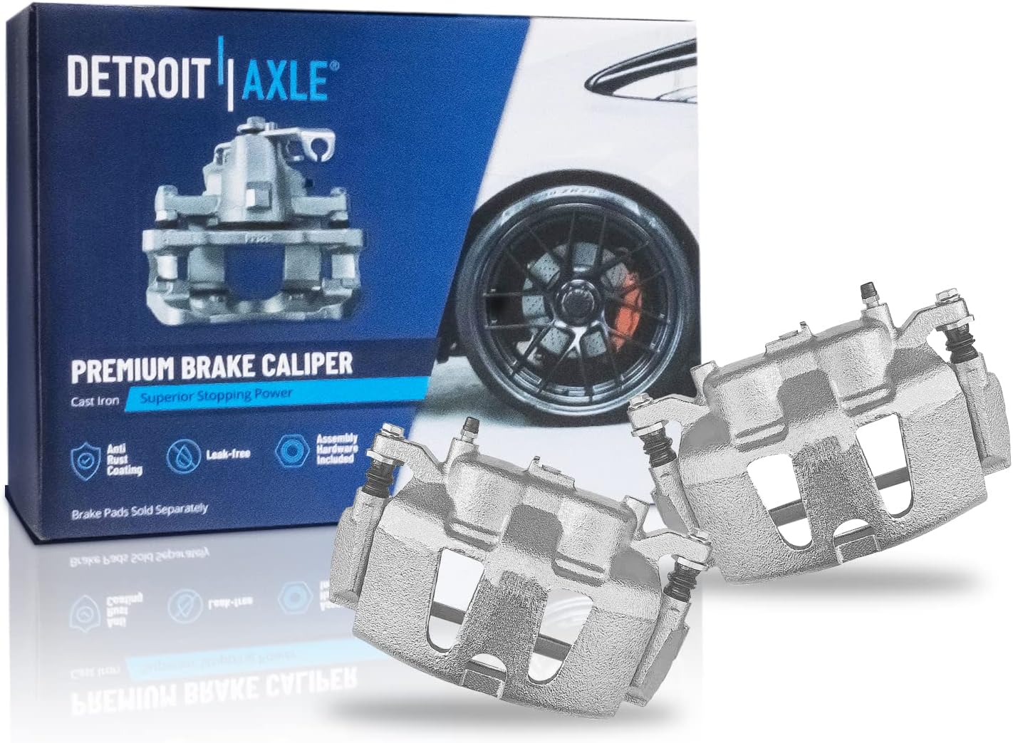 Detroit Axle - Front Brake Kit for Chrysler Voyager Town & Country Pacifica Dodge Grand Caravan Ram C/V Drilled & Slotted Brake Rotors Ceramic Brakes Pads Brake Calipers Replacement