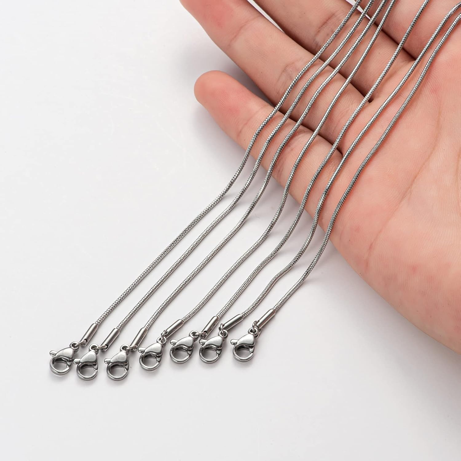 12 Pack Necklace Chains 18 Inches Stainless Steel Snake Chain Necklace with Lobster Clasps for DIY Jewelry Making, 1.2 mm - Image 5