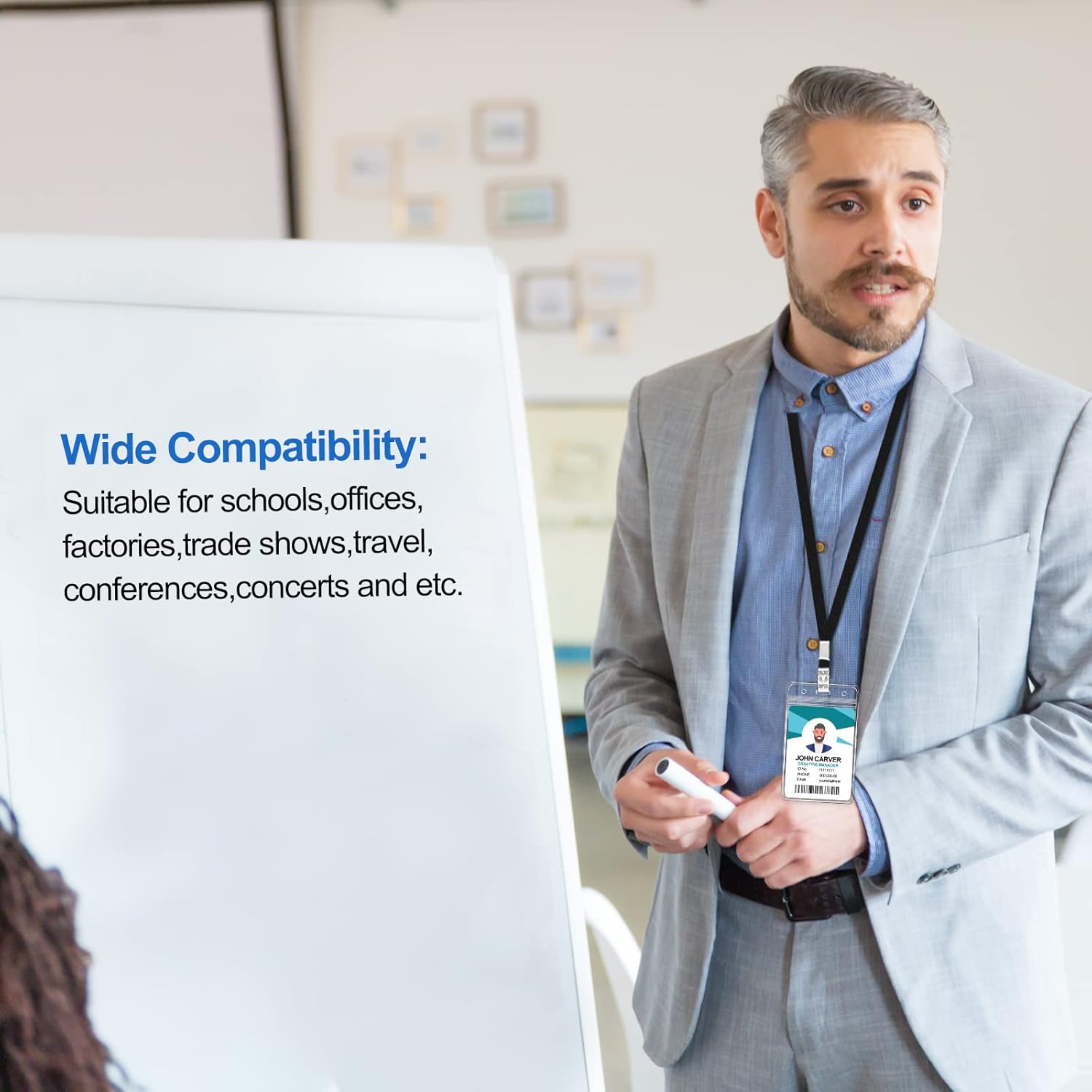 100 Pcs Clear Vertical Badge Id Card and 100 Pcs Lanyard, Reusable Lanyards for Id Badge Holder Name Tag Badge Holder with Lanyards for Adults Kids Business School Conferences (Black) - Image 4