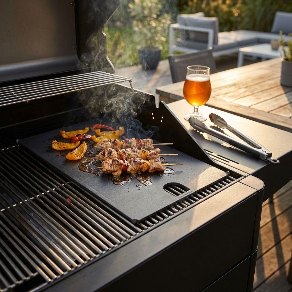 Milani Home - piastra per barbecue, compatibile PIROS e DIABLO, ghisa, ricambio cottura barbecue, nero, 41.5 x 22 cm