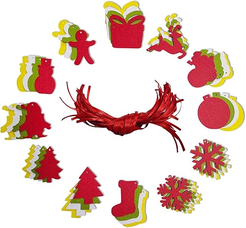 Miniatura 4 de Jtnohx Formas de fieltro, kit de manualidades de 2.8 pulgadas con copos de nieve de fieltro, mini árbol de Navidad, muñeco de nieve, hombre de