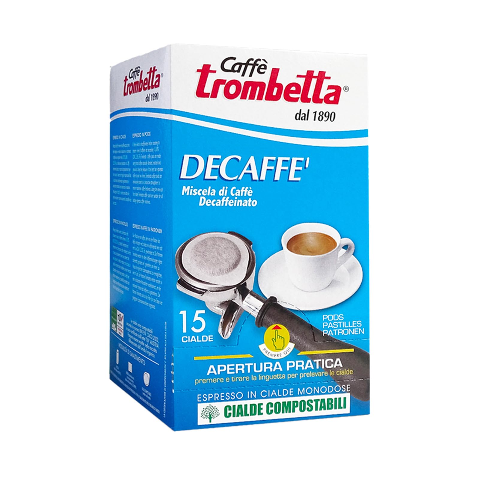 CAFFÉ TROMBETTA DAL 1890 ESE, Decaffeinato - 12 astucci da 15 Cialde (totale 180)